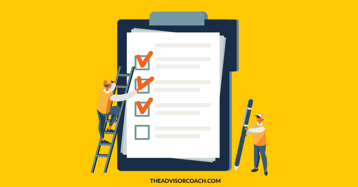A checklist - because I'm talking about an onboarding checklist for financial advisors
