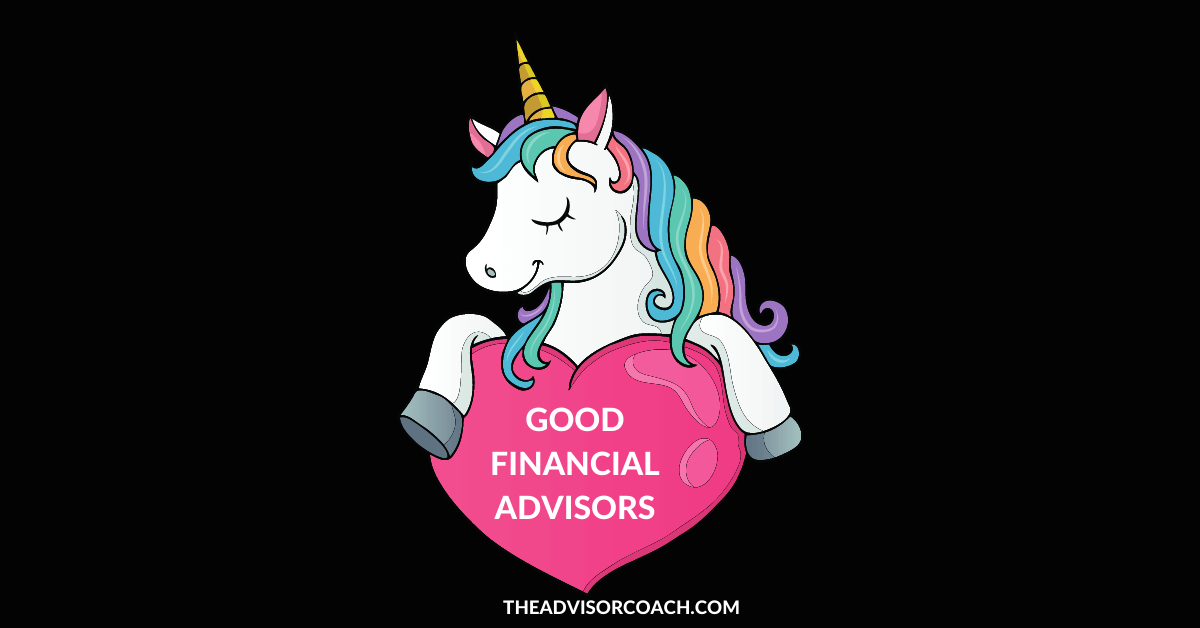 Unicorn holding a sign that says people want good financial advisors